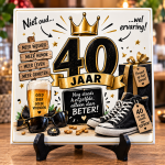 40 Jaar Tegeltje – Niet Oud Wel Ervaring – Grappig Tegeltje 40e Verjaardag – Cadeau voor Man – 15x15