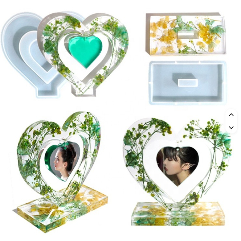 Epoxy Mal Hart met Fotolijst & Standaard – Unieke Siliconen Gietmal voor Persoonlijke Creaties