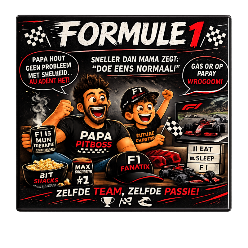 Formule 1 Tegeltje Vader & Zoon – Zelfde Team, Zelfde Passie! | Uniek Cadeau voor F1 Fans