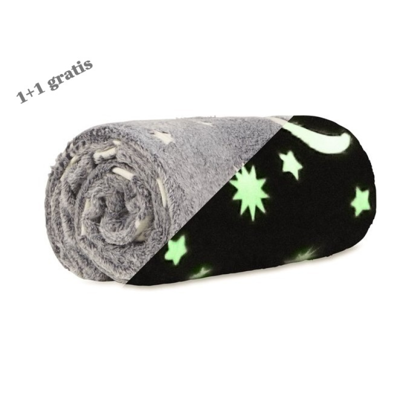 Fleece deken glow in the dark 127 x 152 cm 1+1 gratis