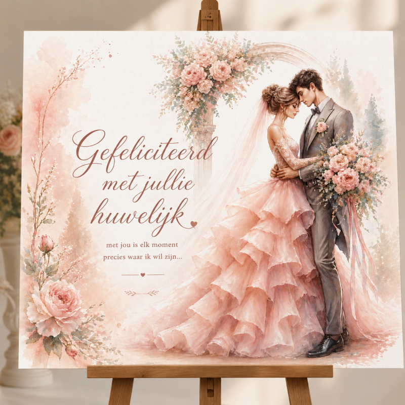 Huwelijk Tegeltje – Gefeliciteerd met Jullie Huwelijk