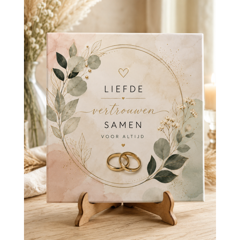Huwelijk Tegeltje – Liefde, Vertrouwen, Samen Voor Altijd | Romantisch Cadeau voor het Bruidspaar