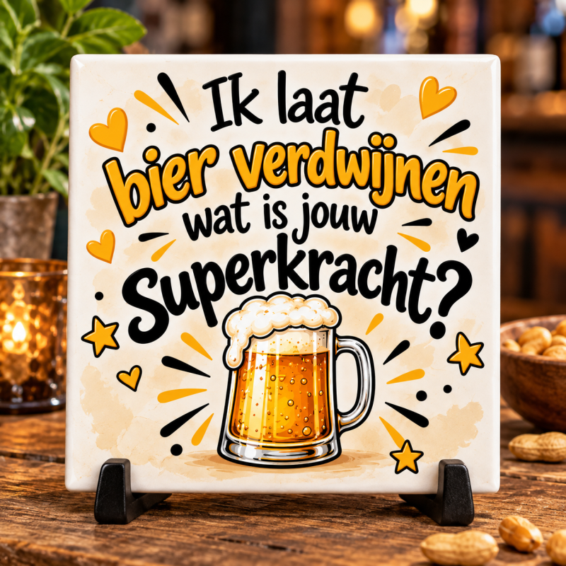 Tegeltje – Ik laat bier verdwijnen, wat is jouw superkracht? – Grappig Cadeau – Bierliefhebber – 15 x 15 cm