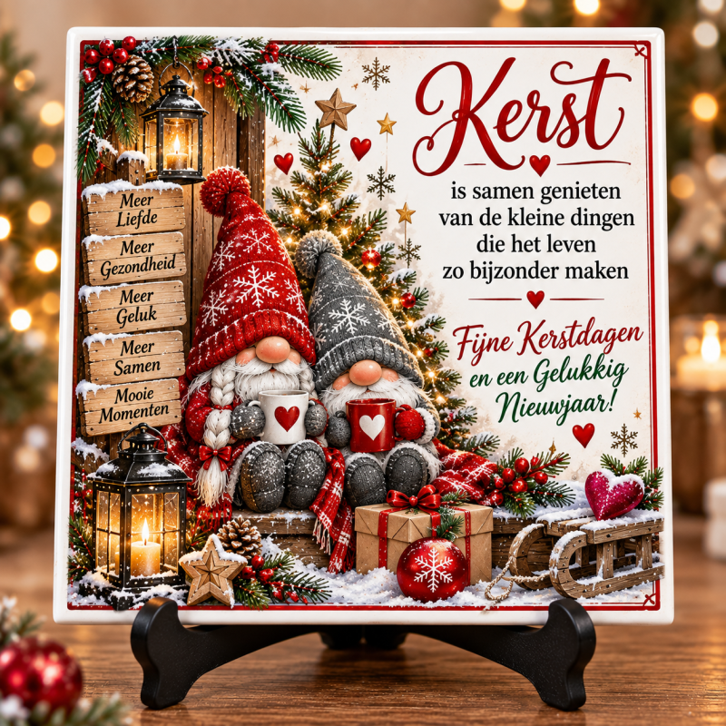 Kerst Tegeltje 15x15 cm – Kerst is Samen Genieten – Fijne Kerstdagen – Sfeervol Kerstcadeau