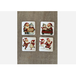 Kerst onderzetters setje van 4 stuks kurk kerstman met sneeuwpop