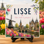 Lisse Tegeltje – Keramische Decoratietegel 15 x 15 cm – Tulpen, Keukenhof & Molen – Holland Souvenir