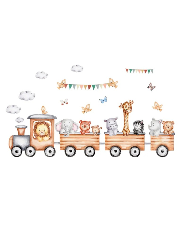 Muursticker voor kinderkamer Dieren in de trein