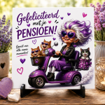 Gefeliciteerd met je pensioen! – Humoristisch Tegeltje 15 x 15 cm