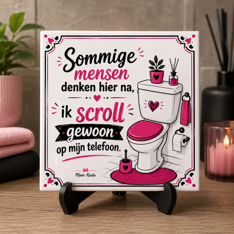 WC Tegeltje – Sommige mensen denken hier na, ik scroll gewoon op mijn telefoon – Grappig Toilet Cadeau