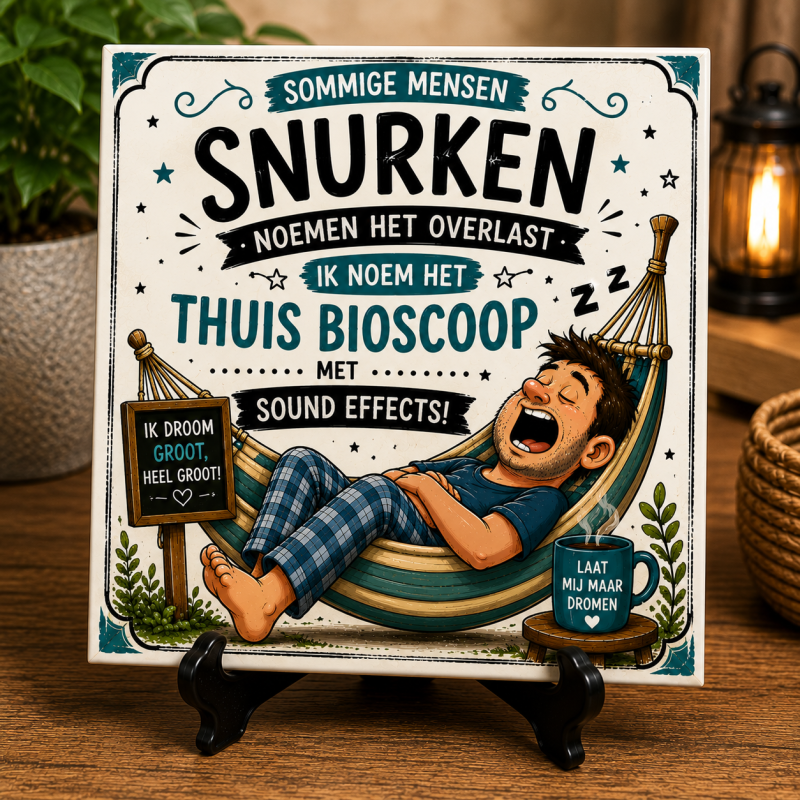 Grappige Tegel – "Sommige Mensen Snurken..." | Keramische Spreuktegel | Origineel Cadeau voor Snurkers, Partner of Vader