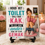 Grappig WC Tegeltje – Houd het toilet vrij van kak – 15 x 15 cm – Humor Toilet Decoratie