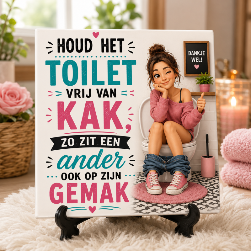 Grappig WC Tegeltje – Houd het toilet vrij van kak – 15 x 15 cm – Humor Toilet Decoratie