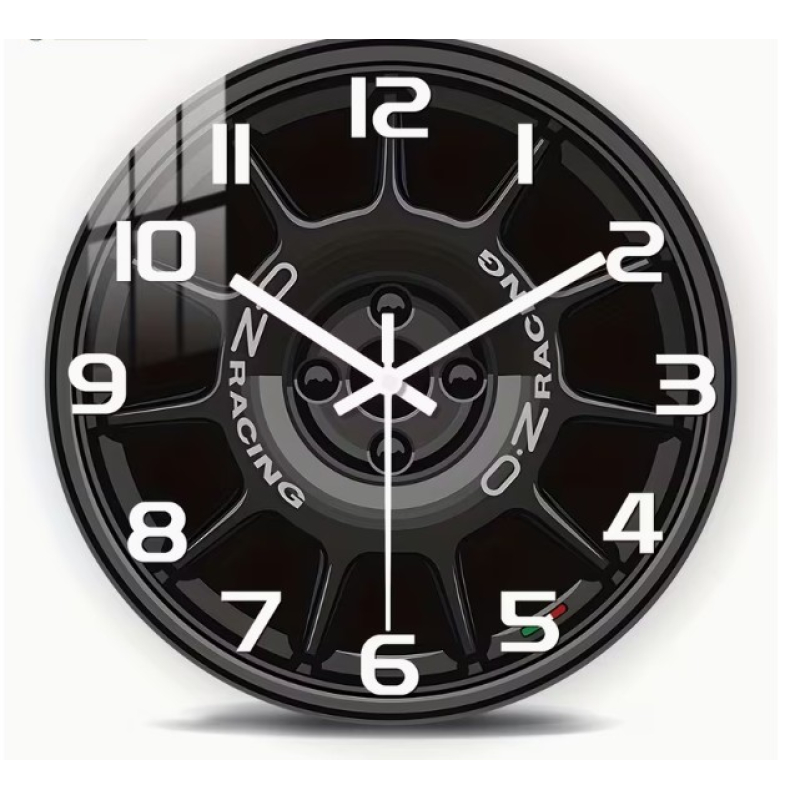 Wandklok 30 cm – Stille Klok met Luxe Racing Look – Moderne Auto Design Klok Zwart