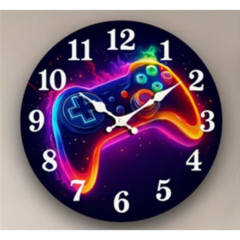 Game Wandklok Neon Controller – 25 cm – Stille Klok voor Gamer Kamer – Kleurrijke Gaming Decoratie