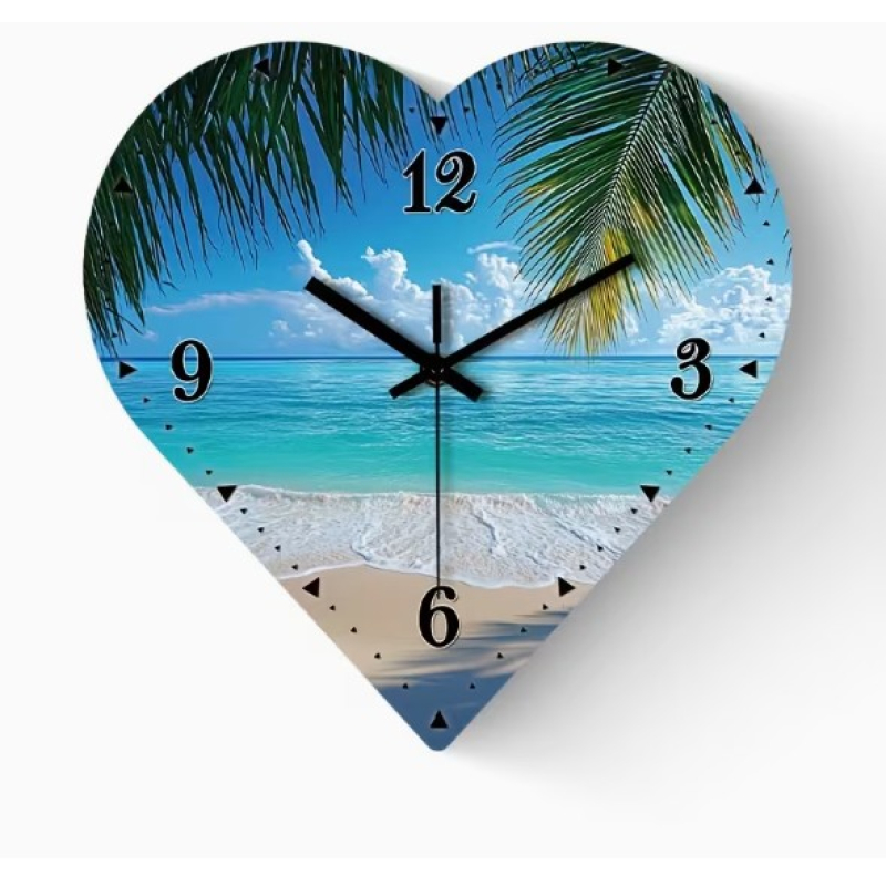 Wandklok Strand & Zee – 30 cm – Stille Klok met Tropisch Strand Design