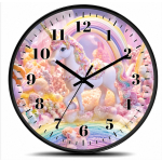 Eenhoorn Wandklok 20 cm – Stille Kinderklok – Regenboog Unicorn Design – Kunststof