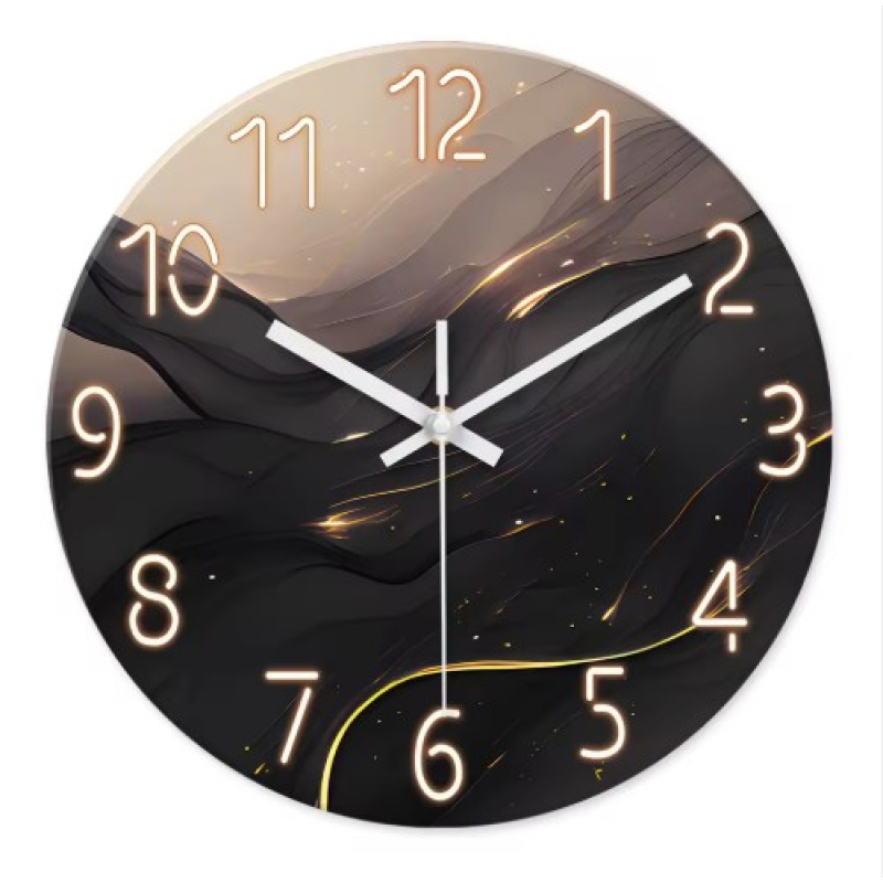 Luxe Wandklok 30 CM – Stil Uurwerk – Modern Zwart/Goud Design – Decoratieve Klok voor Woonkamer & Slaapkamer
