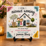 Tegeltje Nieuwe Woning – Een Nieuw Begin – Samen Thuis – 15 x 15 cm – Verhuiscadeau – Housewarming Cadeau