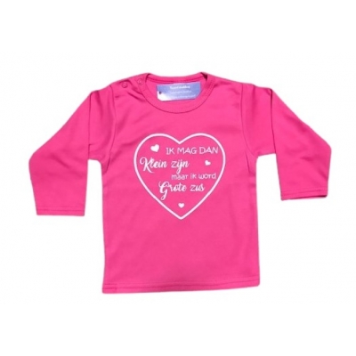 Aankondiging bekendmaking zwangerschap Baby T-shirt Ik mag dan klein zijn maar ik word grote zus ©