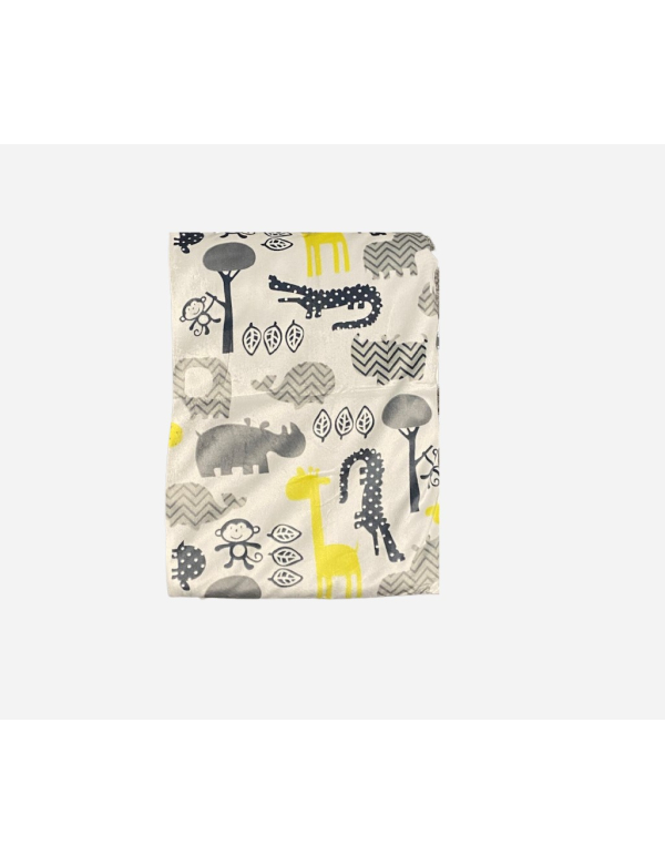 O.T. Trends Babydeken Ledikant Baby Omslagdoek - Zacht gevoerd - 100 x 75 Centimeter Wit met dieren uit de dierentuin