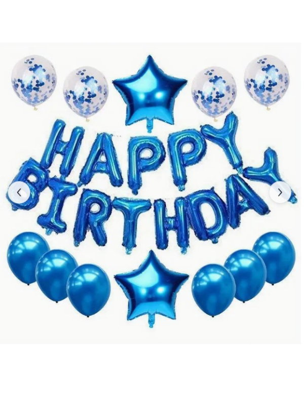 Happy birthday ballonnen set blauw 25 delig Happy birthday ballonnen set blauw 25 delig