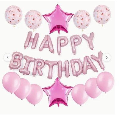 Happy birthday ballonnen set roze 25 delig