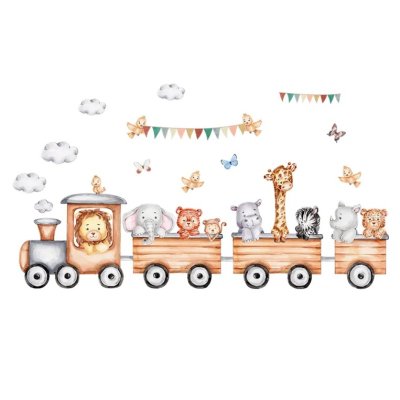 Muursticker voor kinderkamer Dieren in de trein